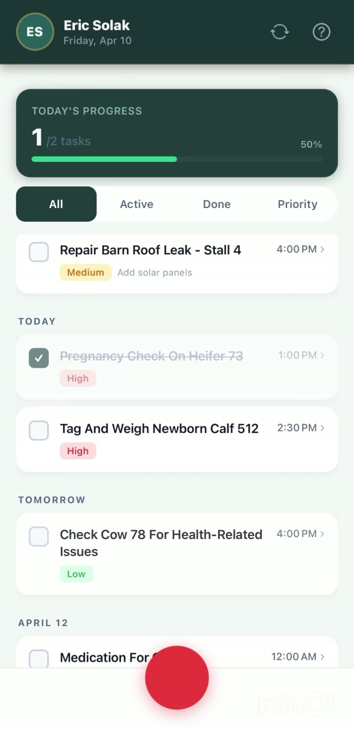 Pocket AI task list screen